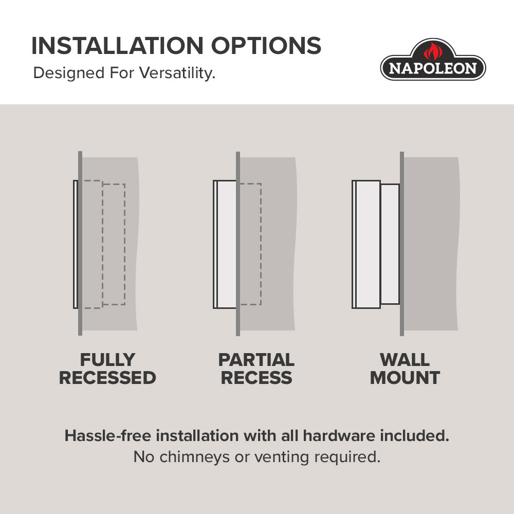 Napoleon Entice™ Electric Fireplace – Wall Mounted or Recessed Luxury